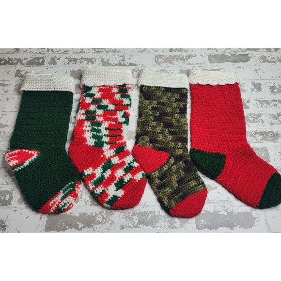 Handmade Other - Vintage Hand Knitted Christmas Stockings Set of 4